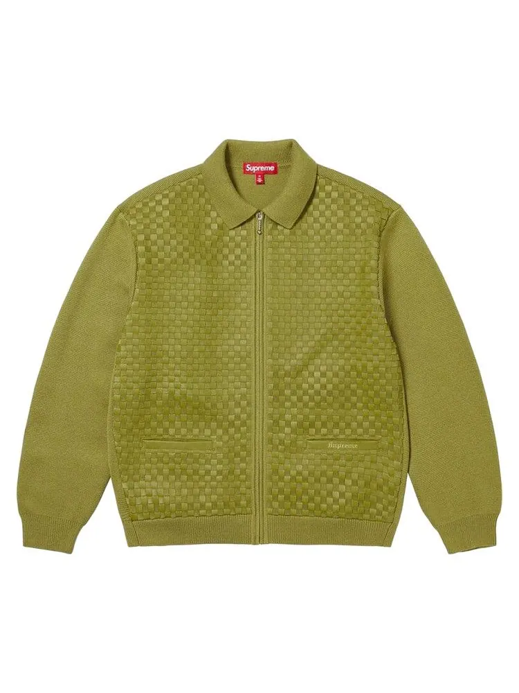 Кардиган Supreme Woven Leather Zip Up Cardigan 'Green' — изображение 1 из 1, зеленый