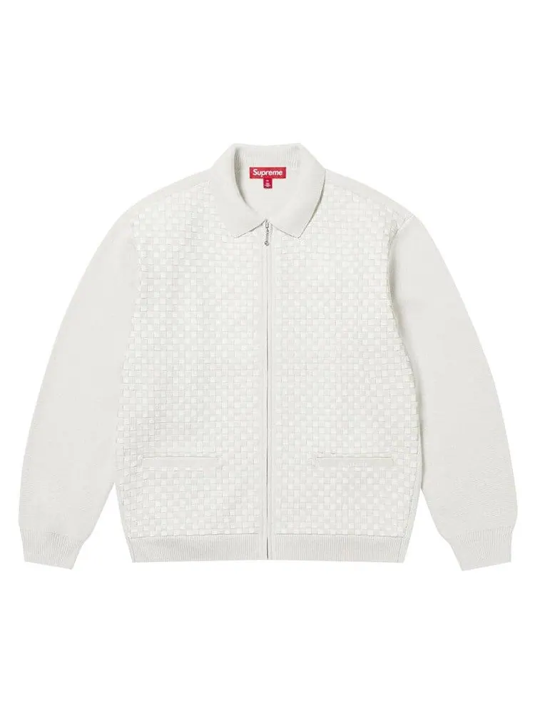 Кардиган Supreme Woven Leather Zip Up Cardigan — изображение 1 из 1, белый