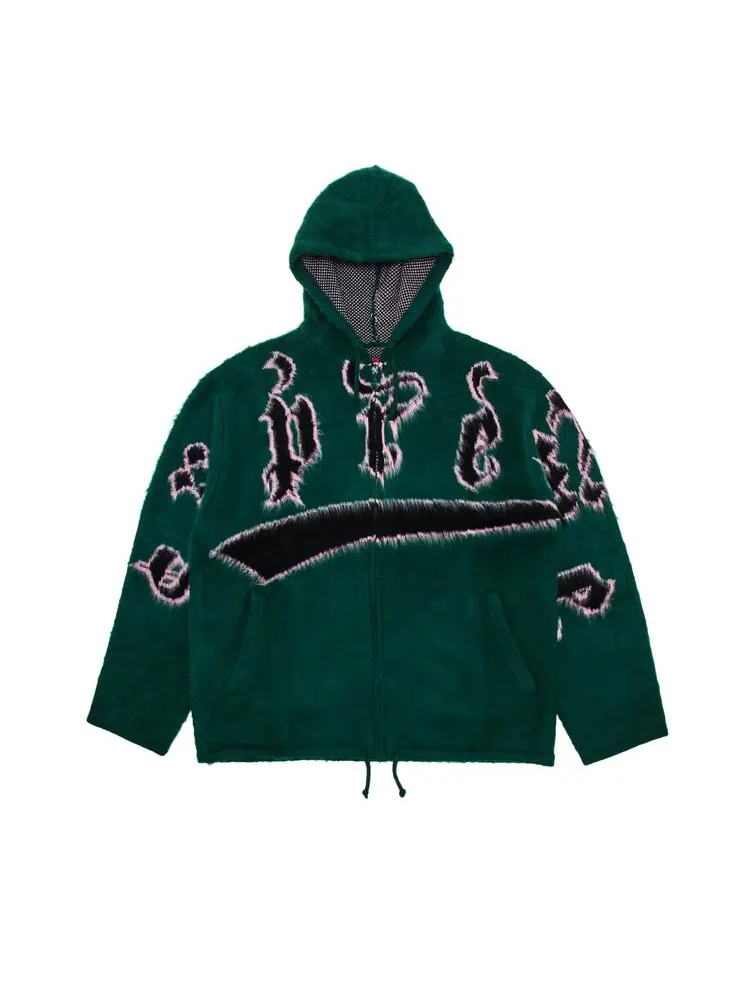 Свитер Supreme Accent Brushed Zip Up Hooded Sweater — изображение 1 из 3, зеленый