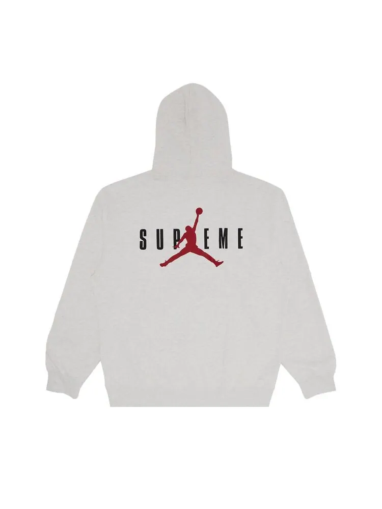Толстовка Supreme x Jordan Hooded Sweatshirt Ash Grey — изображение 2 из 3, серый