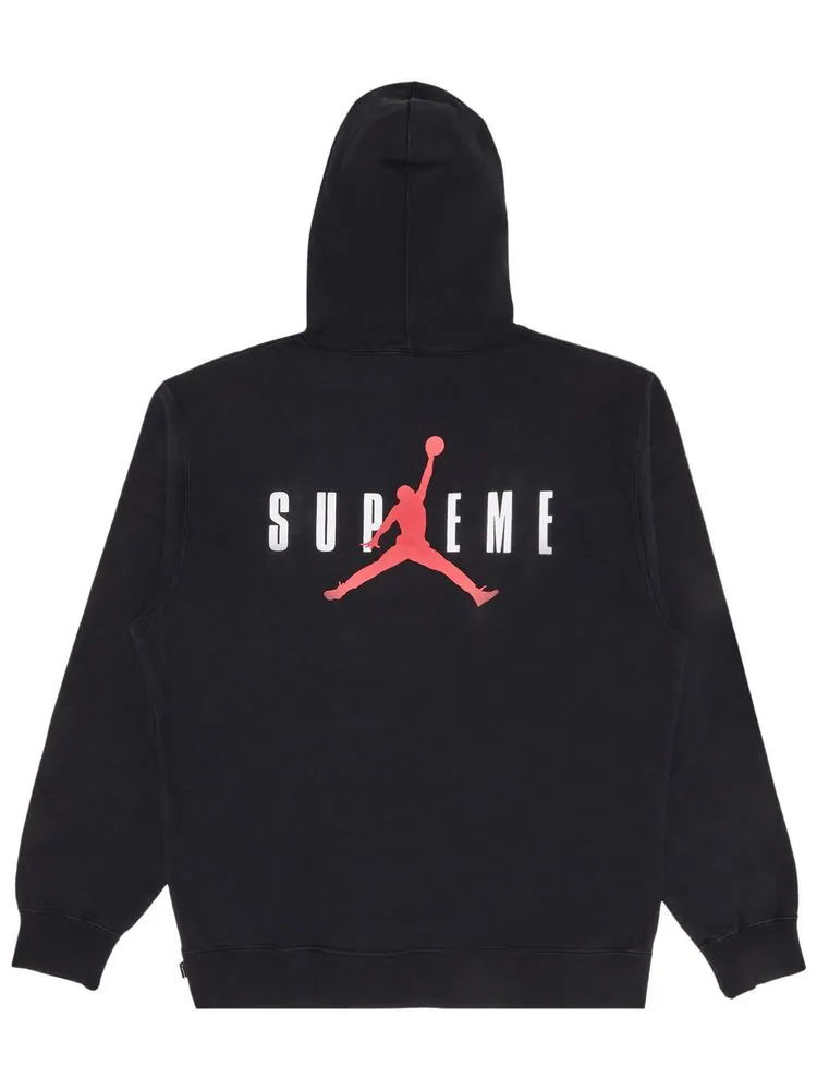 Толстовка Supreme x Jordan Hooded Sweatshirt 'Black' — изображение 2 из 3, черный