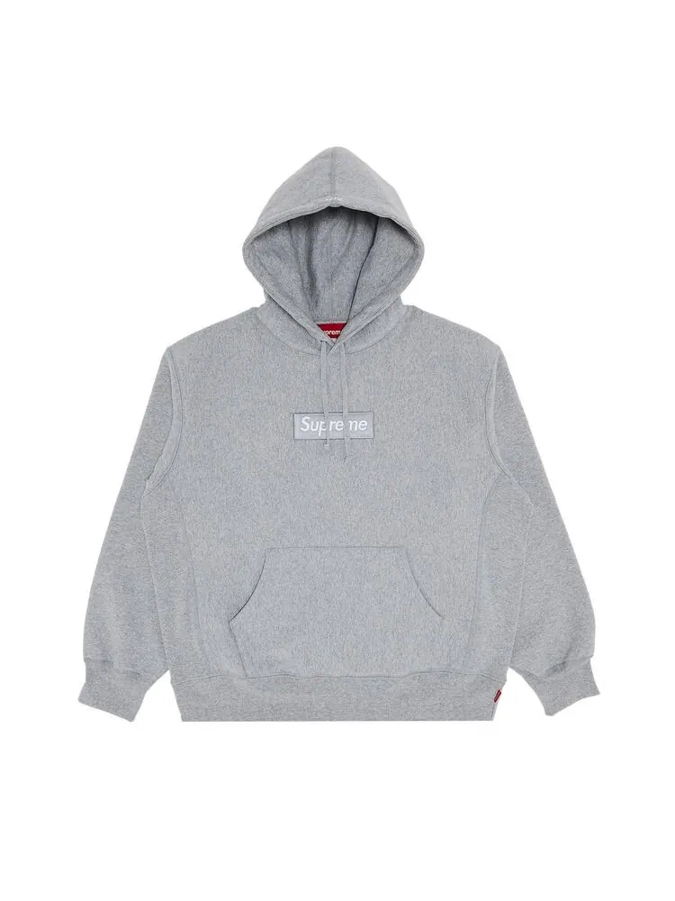 Толстовка Supreme Box Logo Hooded Sweatshirt Heather Grey — изображение 1 из 2, серый
