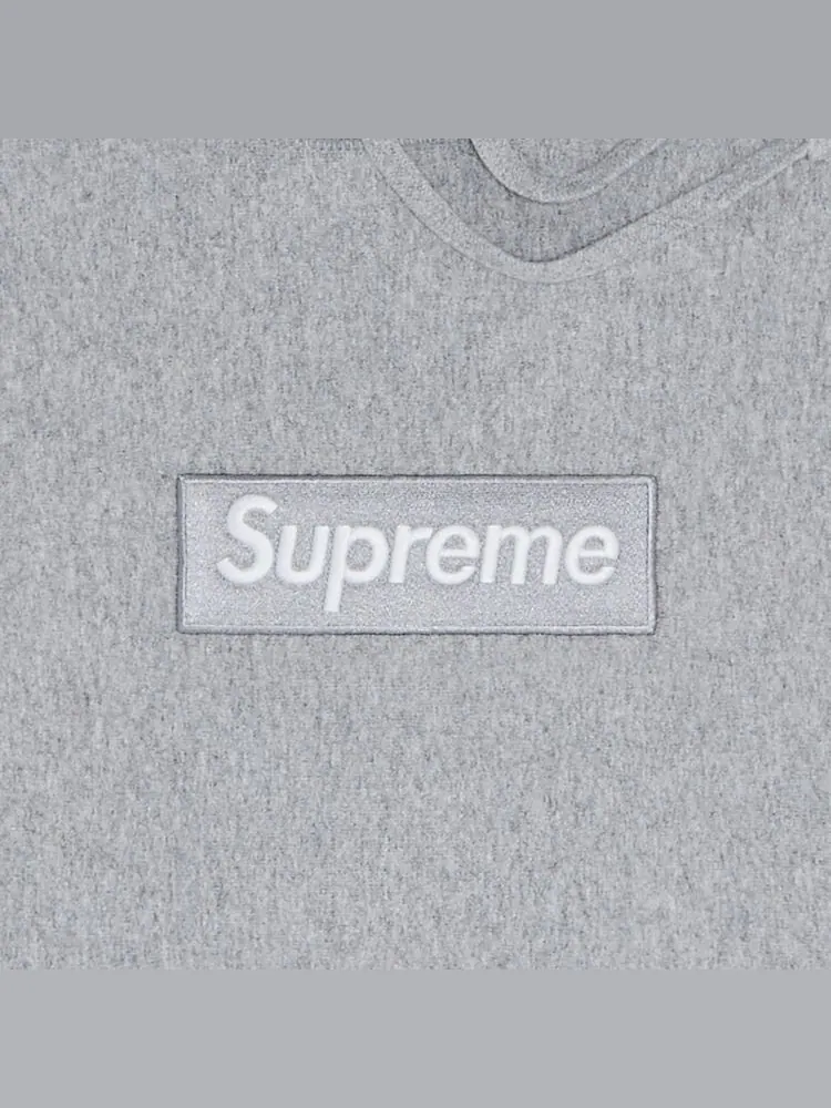 Толстовка Supreme Box Logo Hooded Sweatshirt Heather Grey — изображение 2 из 2, серый