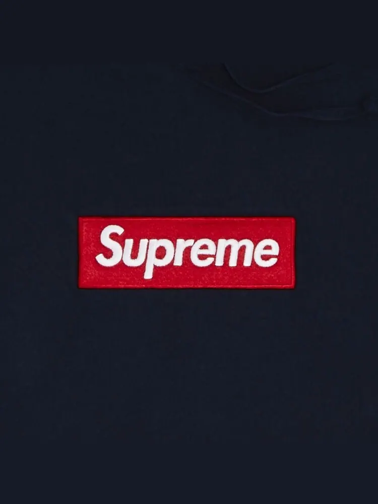 Толстовка Supreme Box Logo Hooded Sweatshirt Navy — изображение 2 из 2, темно-синий