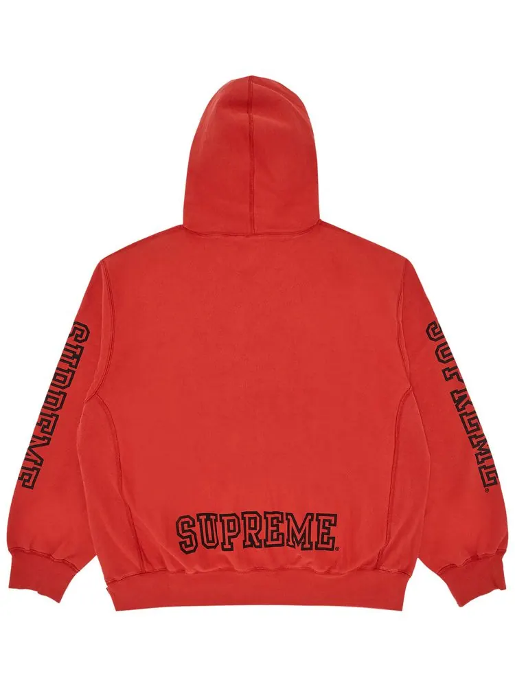 Толстовка Supreme Collegiate Sleeve Hooded Sweatshirt 'Burnt Red' — изображение 2 из 3, красный