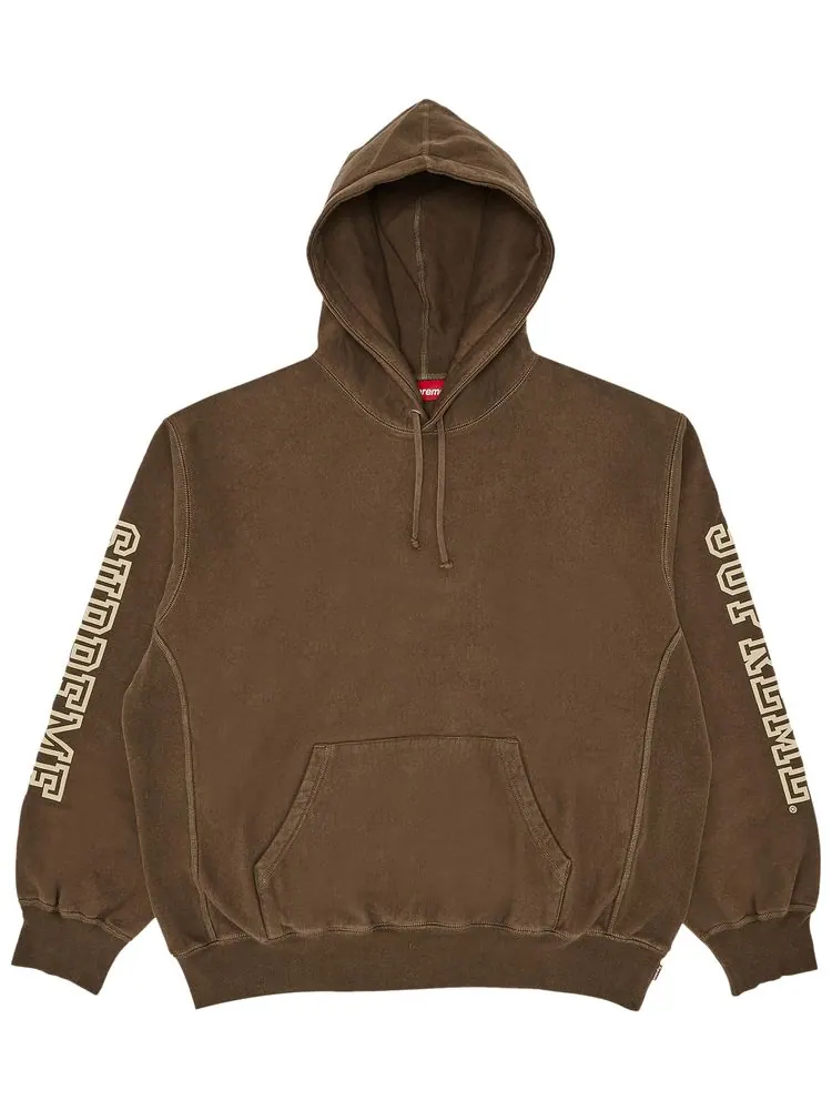 Толстовка Supreme Collegiate Sleeve Hooded Sweatshirt 'Olive Brown' — изображение 1 из 3, оливковый коричневый