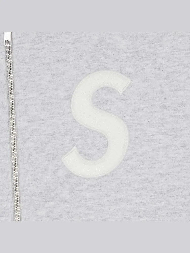 Толстовка Supreme S Logo Zip Up Hooded Sweatshirt Ash Grey — изображение 2 из 2, серый