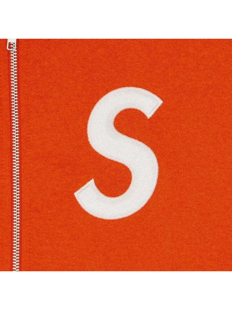 Толстовка Supreme S Logo Zip Up Hooded Sweatshirt Bright Orange — изображение 2 из 2, яркий оранжевый