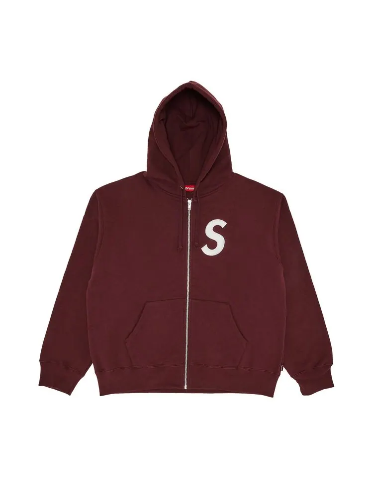Толстовка Supreme S Logo Zip Up Hooded Sweatshirt 'Maroon' — изображение 1 из 2, коричневый