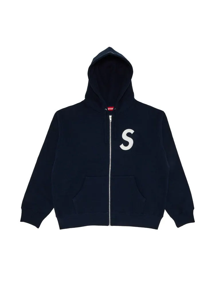 Толстовка Supreme S Logo Zip Up Hooded Sweatshirt — изображение 1 из 2, темно-синий
