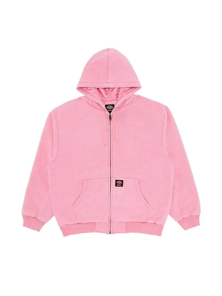 Толстовка Supreme x Dickies Quilted Lined Zip Up Hooded Sweatshirt Dusty Pink — изображение 1 из 2, розовый
