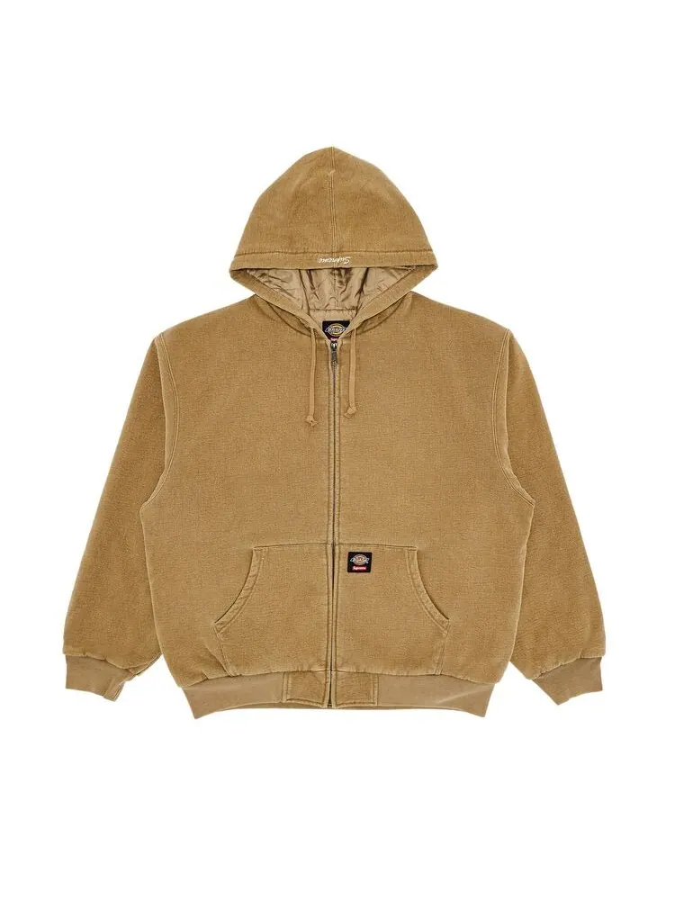 Толстовка Supreme x Dickies Quilted Lined Zip Up Hooded Sweatshirt Light Tan — изображение 1 из 2, светлый бежевый