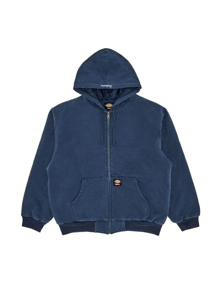 Толстовка Supreme x Dickies Quilted Lined Zip Up Hooded Sweatshirt — изображение 1 из 2, темно-синий