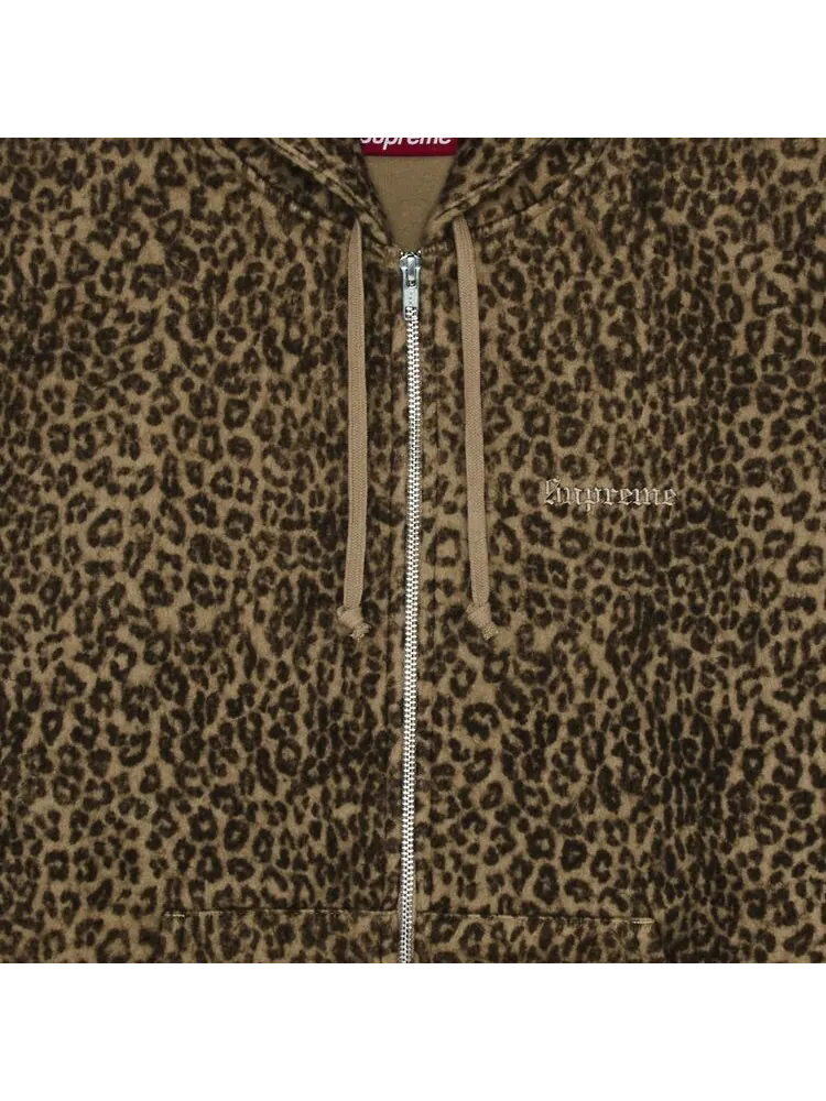 Толстовка Supreme Pilled Zip Up Hooded Sweatshirt Cheetah — изображение 2 из 2, бежевый