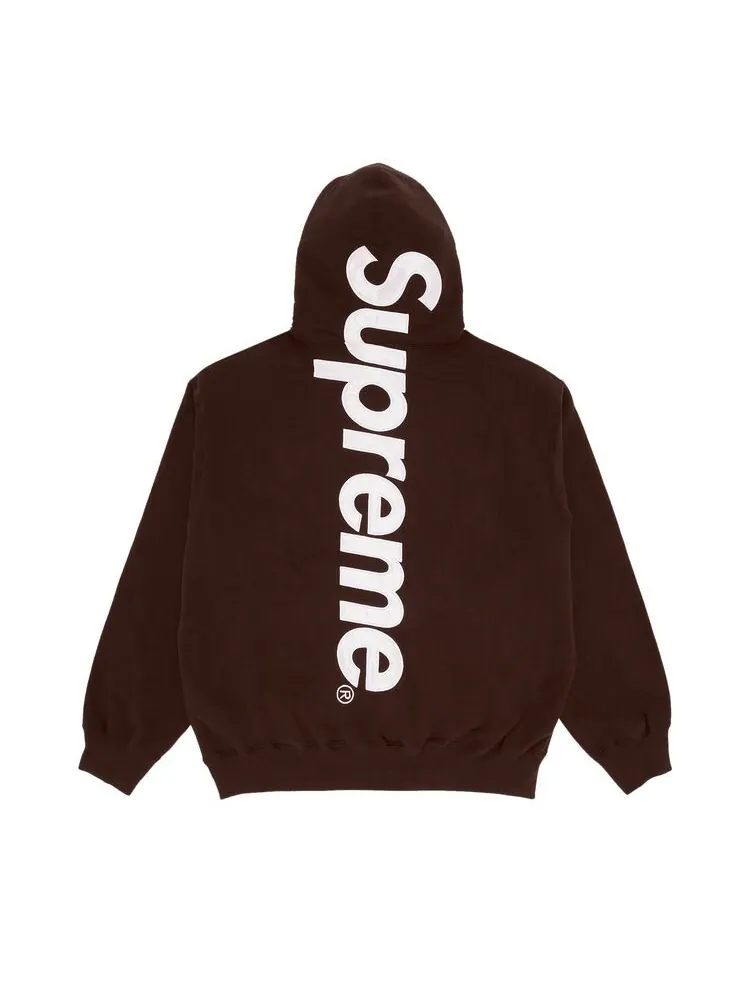 Толстовка Supreme Satin Appliqué Hooded Sweatshirt Brown — изображение 2 из 3, коричневый