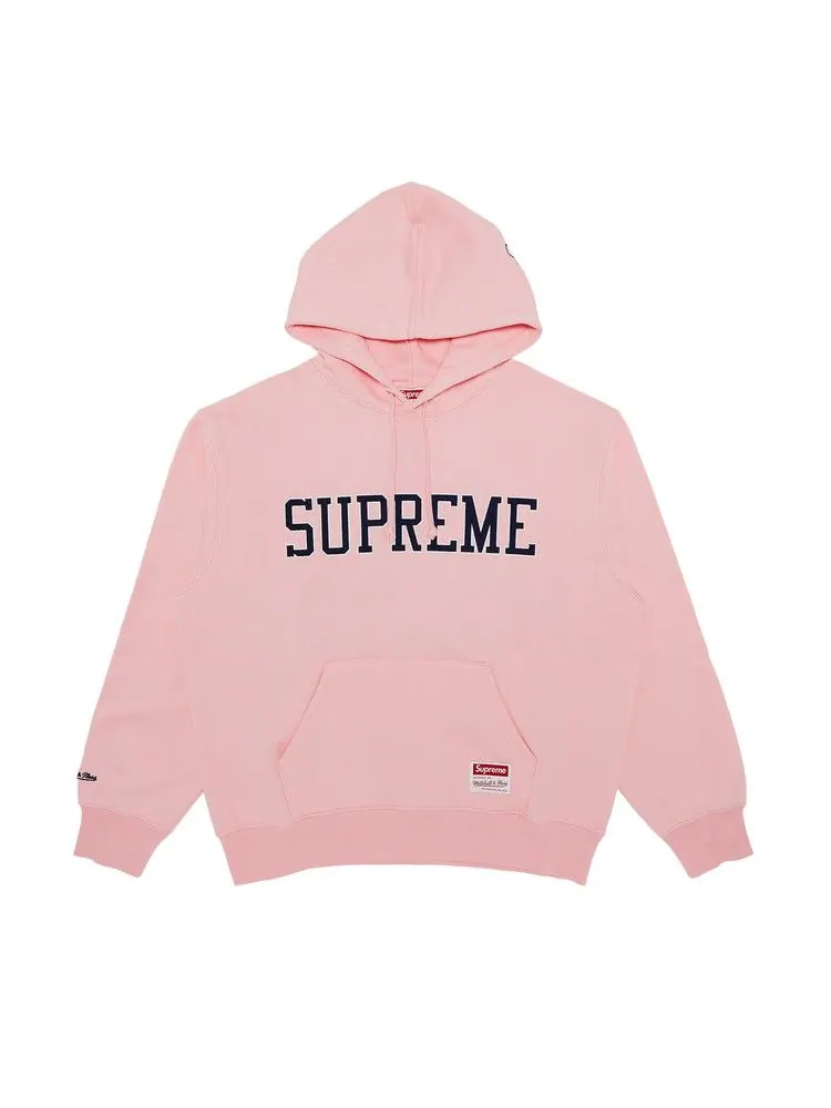 Толстовка Supreme x Mitchell & Ness NCAA Hooded Sweatshirt — изображение 1 из 3, розовый