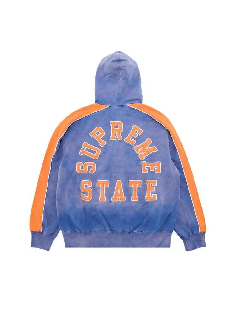 Толстовка Supreme State Zip Up Hooded Sweatshirt, Washed Royal — изображение 2 из 3, синий
