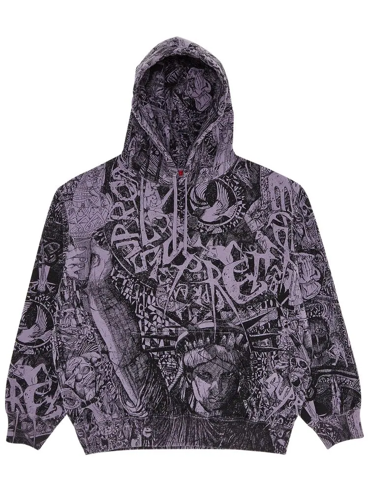 Толстовка Supreme Liberty Hooded Sweatshirt 'Dusty Purple' — изображение 1 из 3, фиолетовый