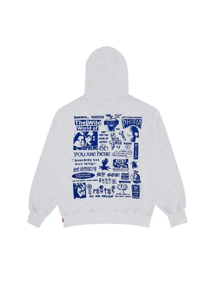 Толстовка Supreme Wild Embroidered Hooded Sweatshirt Ash Grey — изображение 2 из 3, серый
