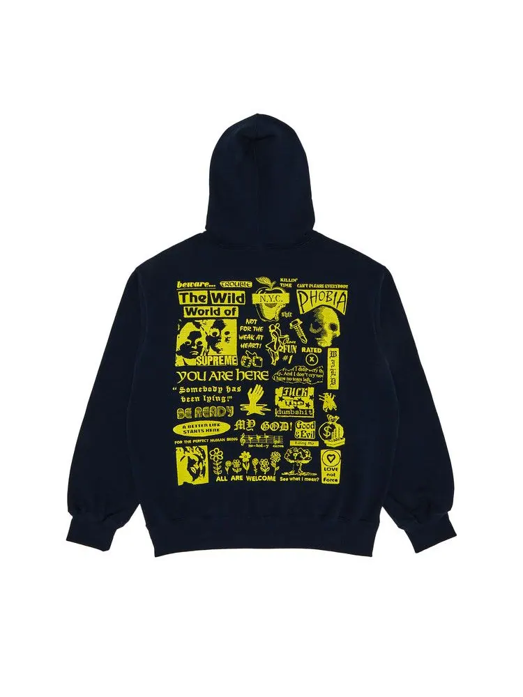 Толстовка Supreme Wild Embroidered Hooded Sweatshirt — изображение 2 из 3, темно-синий