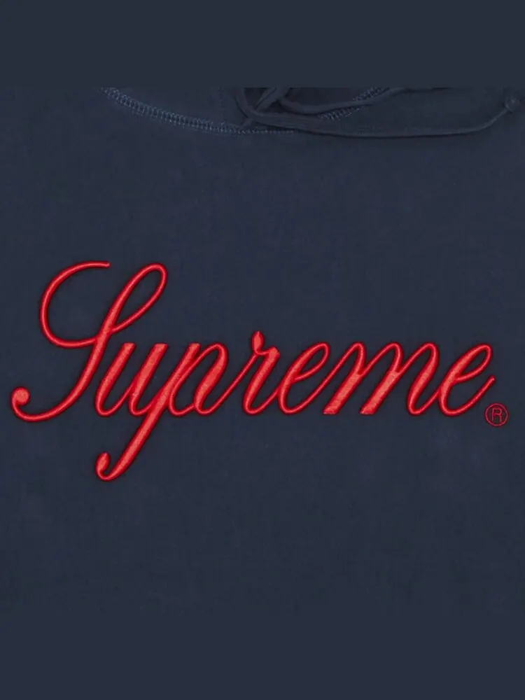 Толстовка Supreme Embroidered Script Hooded Sweatshirt — изображение 2 из 2, темно-синий