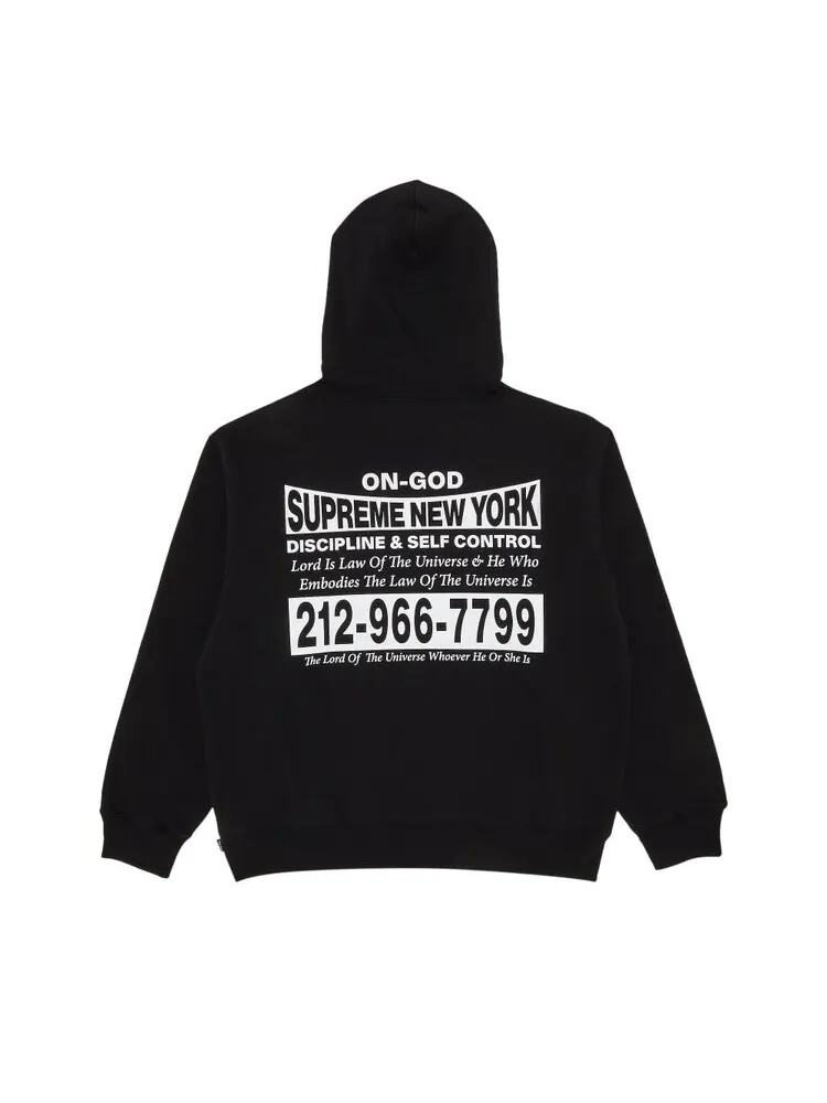 Толстовка Supreme On God Hooded Sweatshirt — изображение 2 из 3, черный