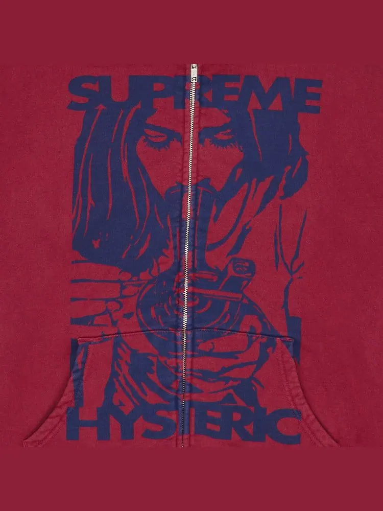 Толстовка Supreme x HYSTERIC GLAMOUR Thermal Lined Zip Up Hooded Sweatshirt — изображение 2 из 2, красный