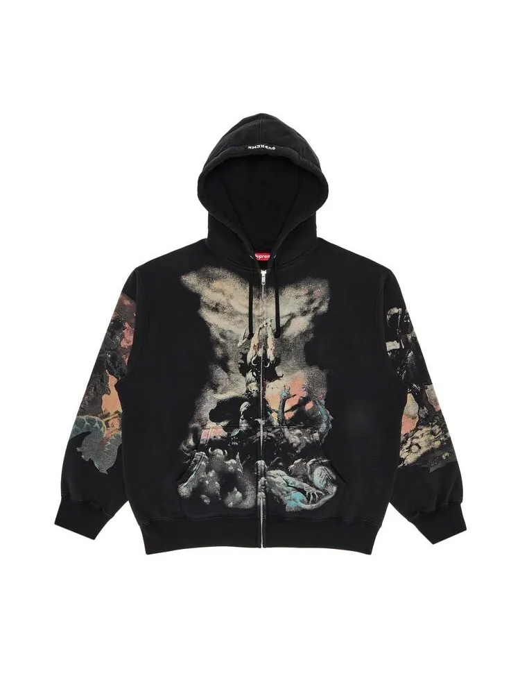 Толстовка Supreme x Frank Frazetta Zip Up Hooded Sweatshirt Black — изображение 1 из 3, черный