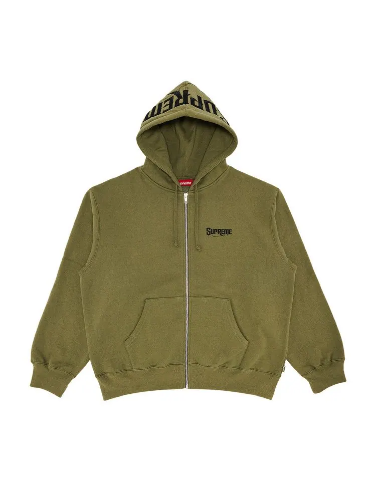 Толстовка Supreme Mister Cartoon Zip Up Hooded Sweatshirt — изображение 1 из 3, светлый оливковый