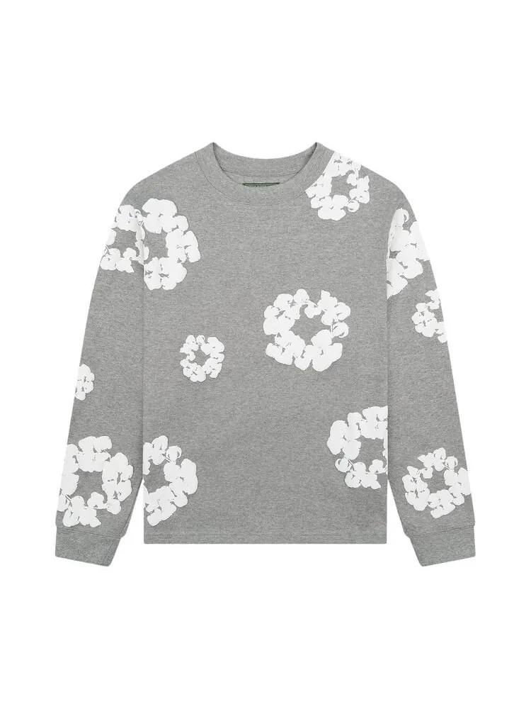 Футболка Denim Tears Long-Sleeve Wreath Tee Grey — изображение 1 из 2, серый