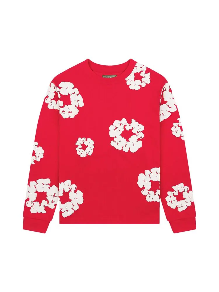 Футболка Denim Tears Long-Sleeve Wreath Tee Red — изображение 1 из 2, красный