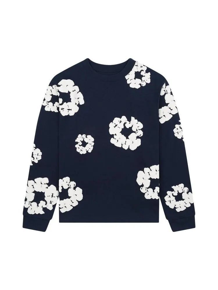 Футболка Denim Tears Long-Sleeve Wreath Tee Navy — изображение 1 из 2, темно-синий