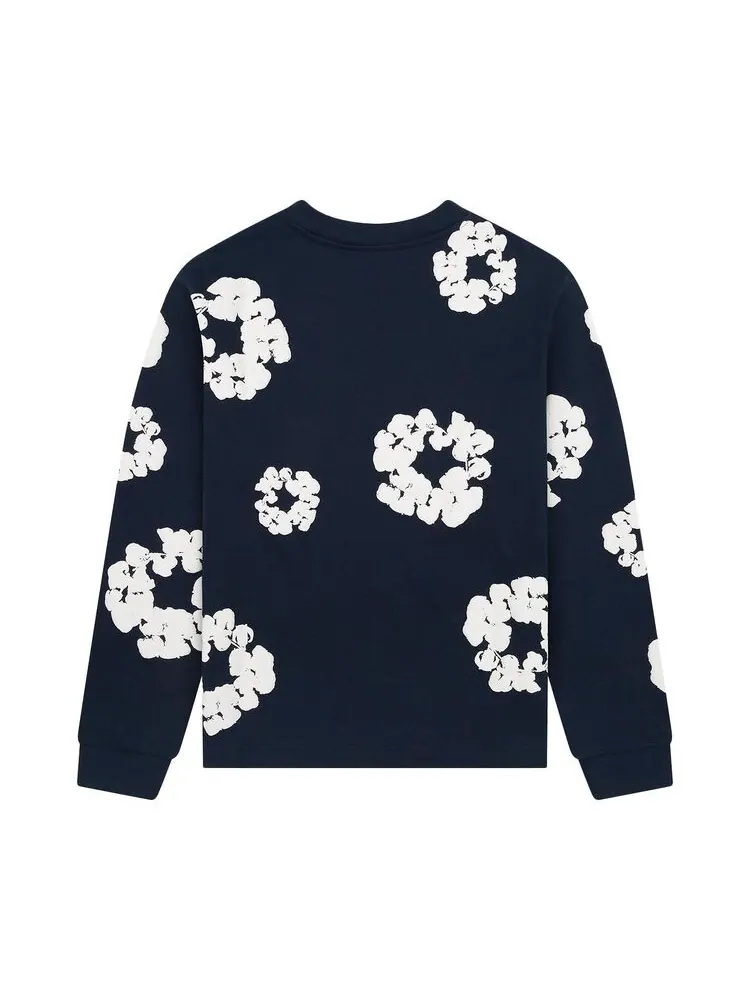 Футболка Denim Tears Long-Sleeve Wreath Tee Navy — изображение 2 из 2, темно-синий