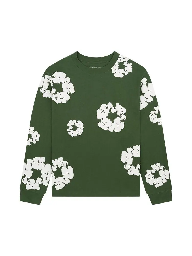 Футболка Denim Tears Long-Sleeve Wreath Tee Green — изображение 1 из 2, зеленый