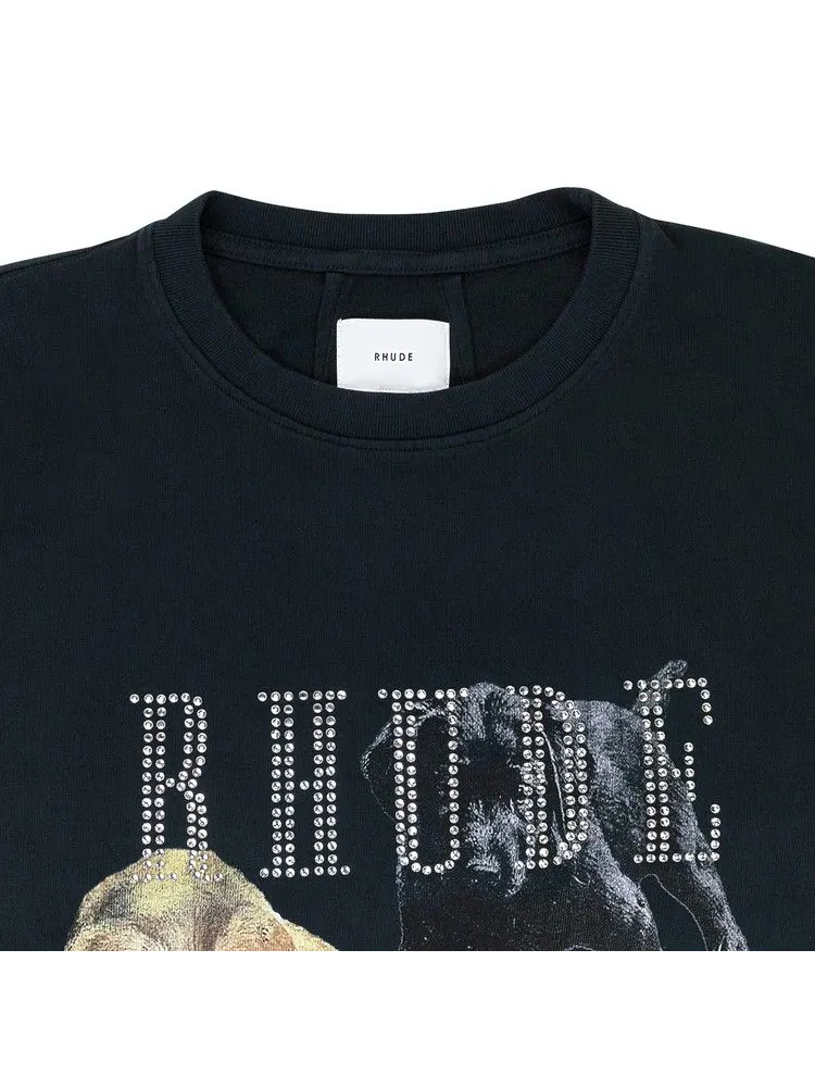 Футболка Rhude Rhinestone Hunting Dog Tee — изображение 3 из 4, винтажный черный