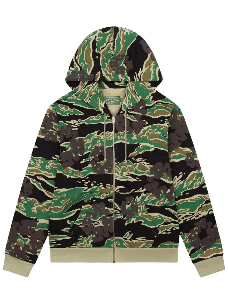 Худи Denim Tears Wreath Zip Hoodie 'Green Camo' — изображение 1 из 2, зеленый