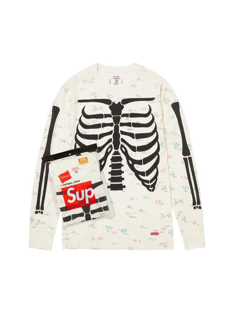 Термофутболка Supreme x Hanes Bones Thermal Crew (1 шт.) — изображение 1 из 1, белый