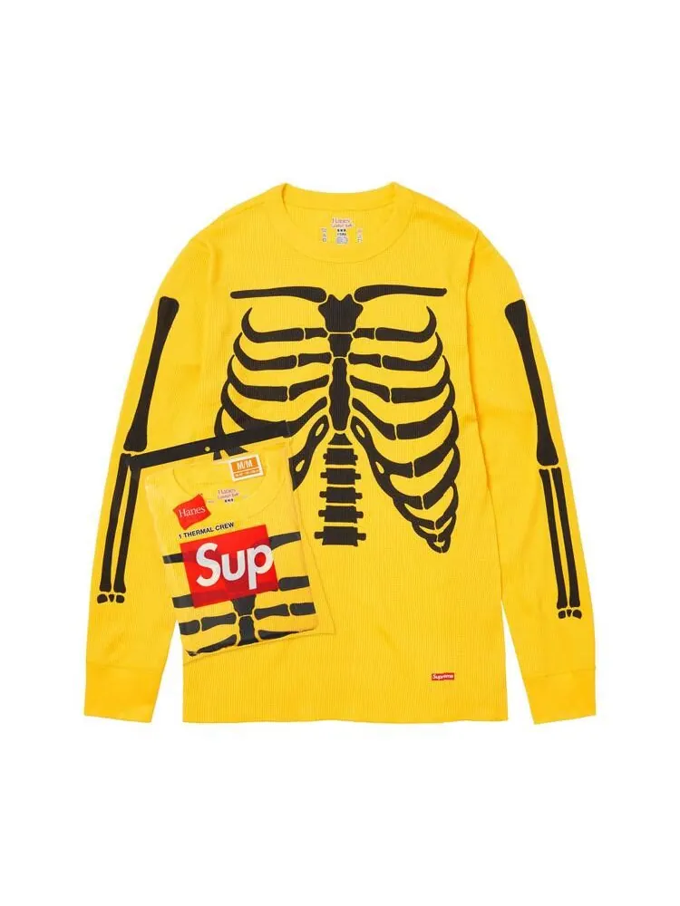 Лонгслив Supreme x Hanes Bones Thermal Crew (1 Pack) 'Yellow' — изображение 1 из 1, желтый