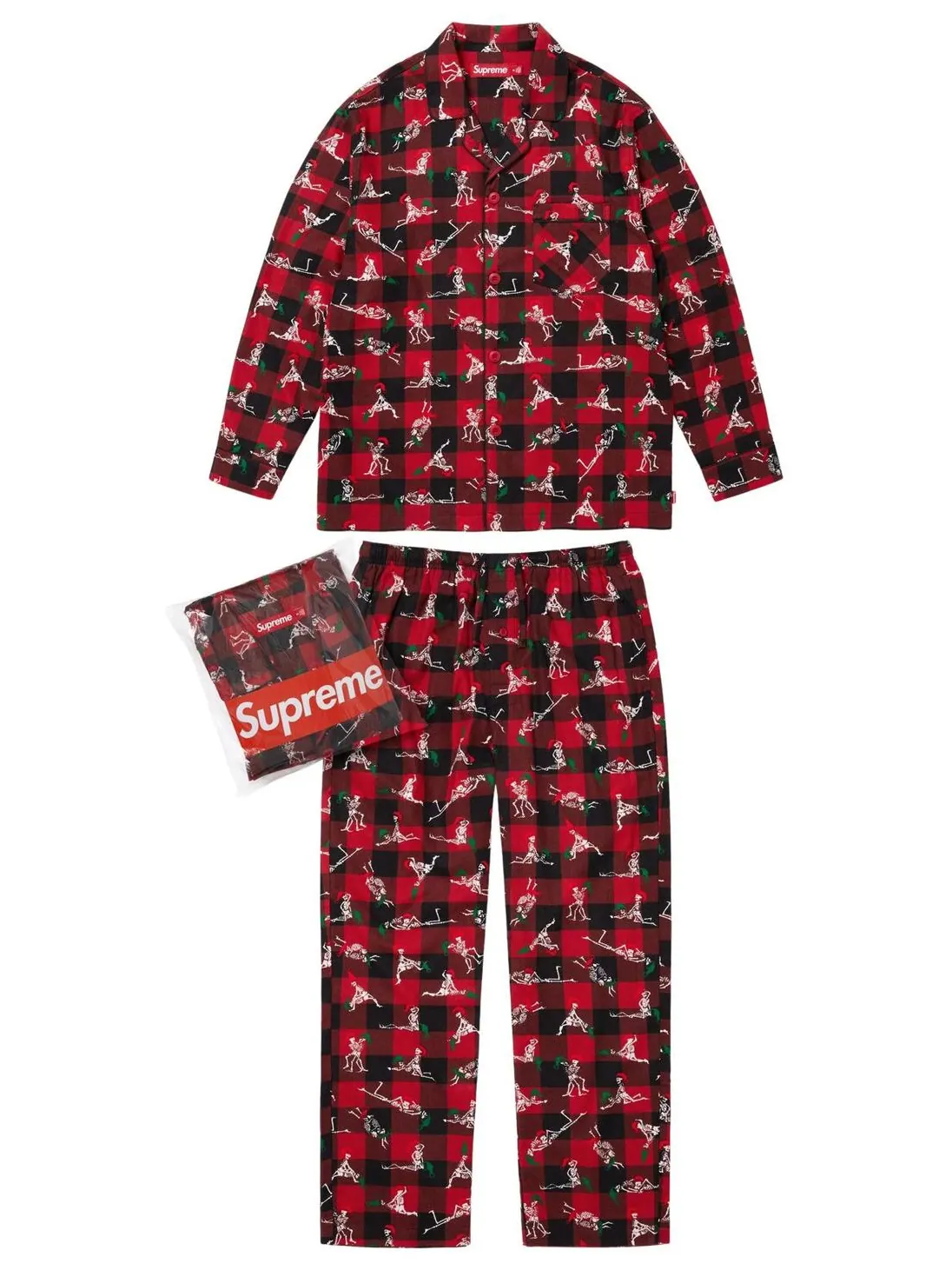 Праздничный пижамный комплект Supreme в клетку — изображение 1 из 1, красный