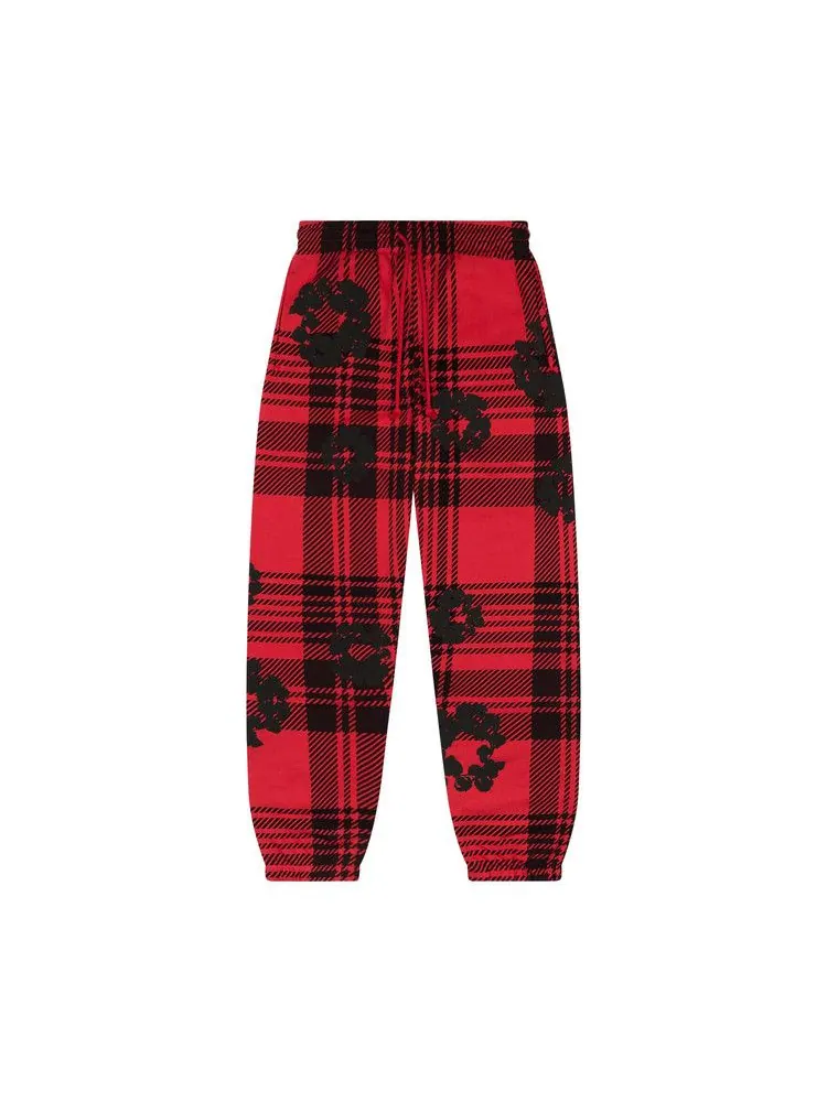 Спортивные брюки Denim Tears Plaid Cotton Wreath Sweatpants — изображение 1 из 3, красный