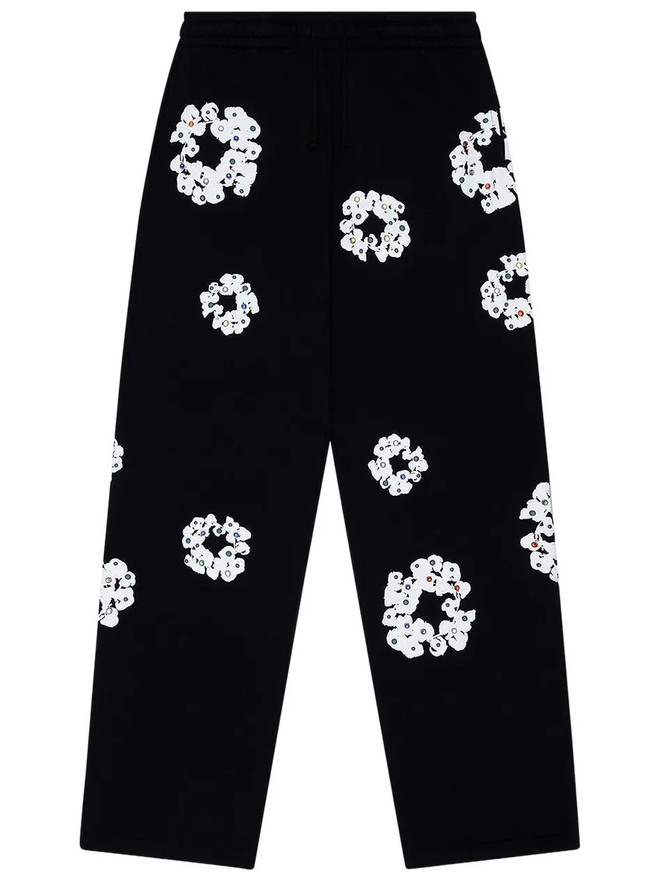 Спортивные штаны Denim Tears Rhinestone Cotton Wreath — изображение 1 из 2, черный