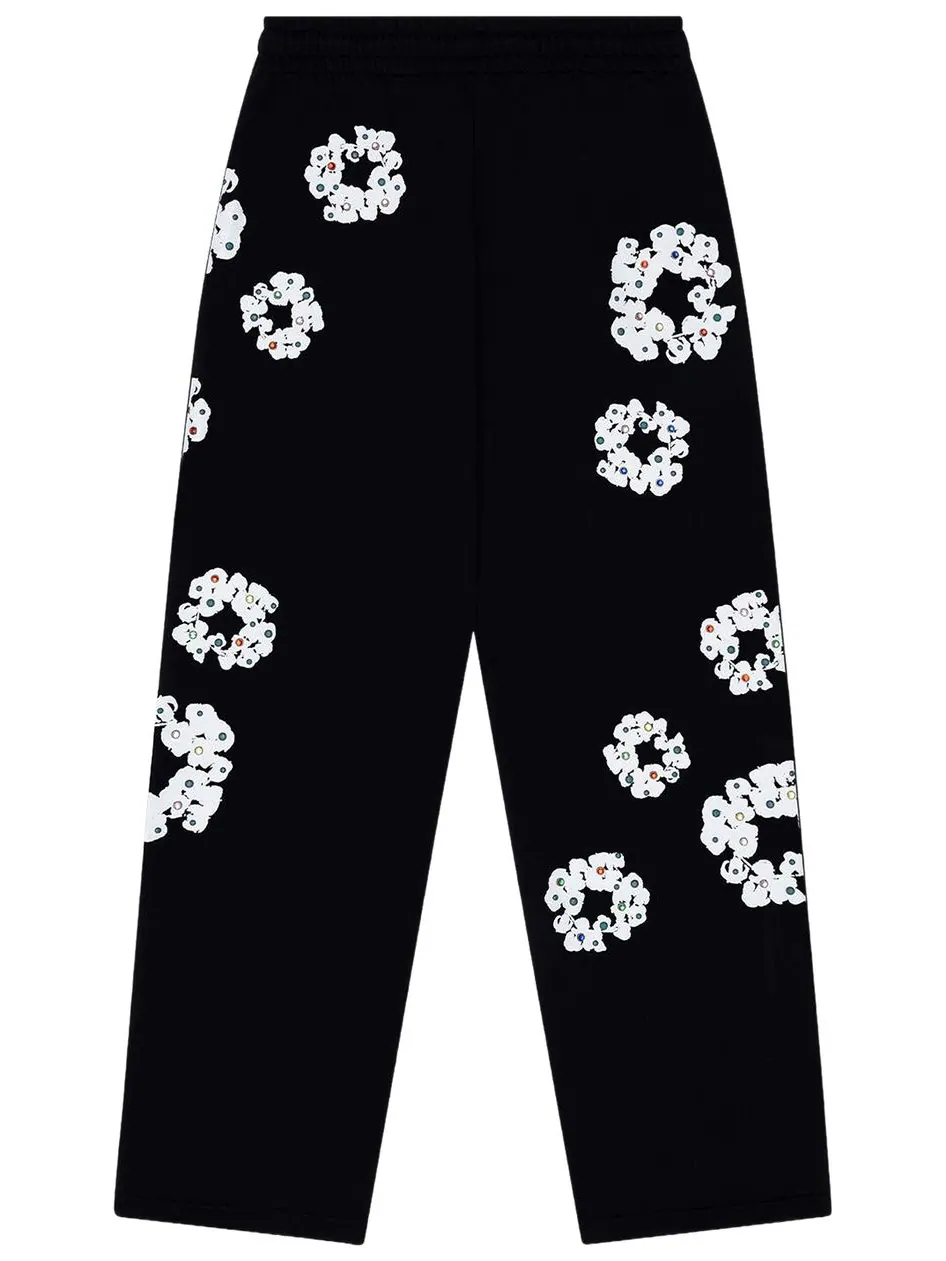 Спортивные штаны Denim Tears Rhinestone Cotton Wreath — изображение 2 из 2, черный