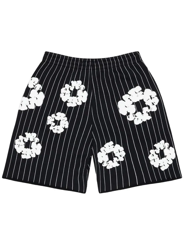 Джинсовые шорты-бридж Denim Tears Pinstripe Wreath — изображение 2 из 3, черный
