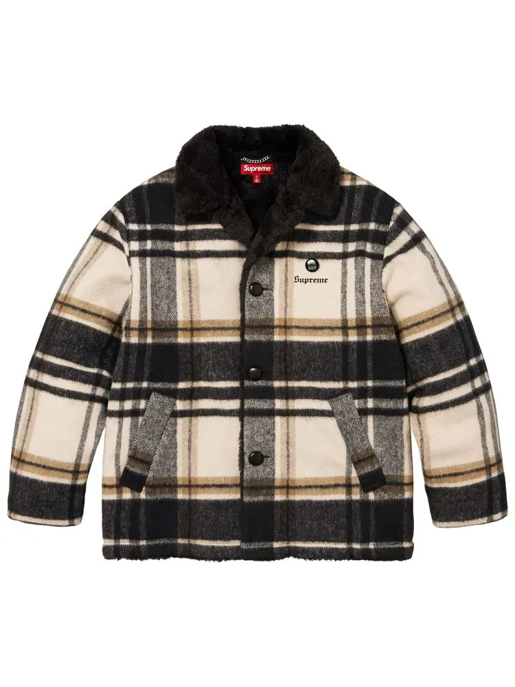 Автомобильное пальто Supreme в клетку — изображение 1 из 2, бежевый