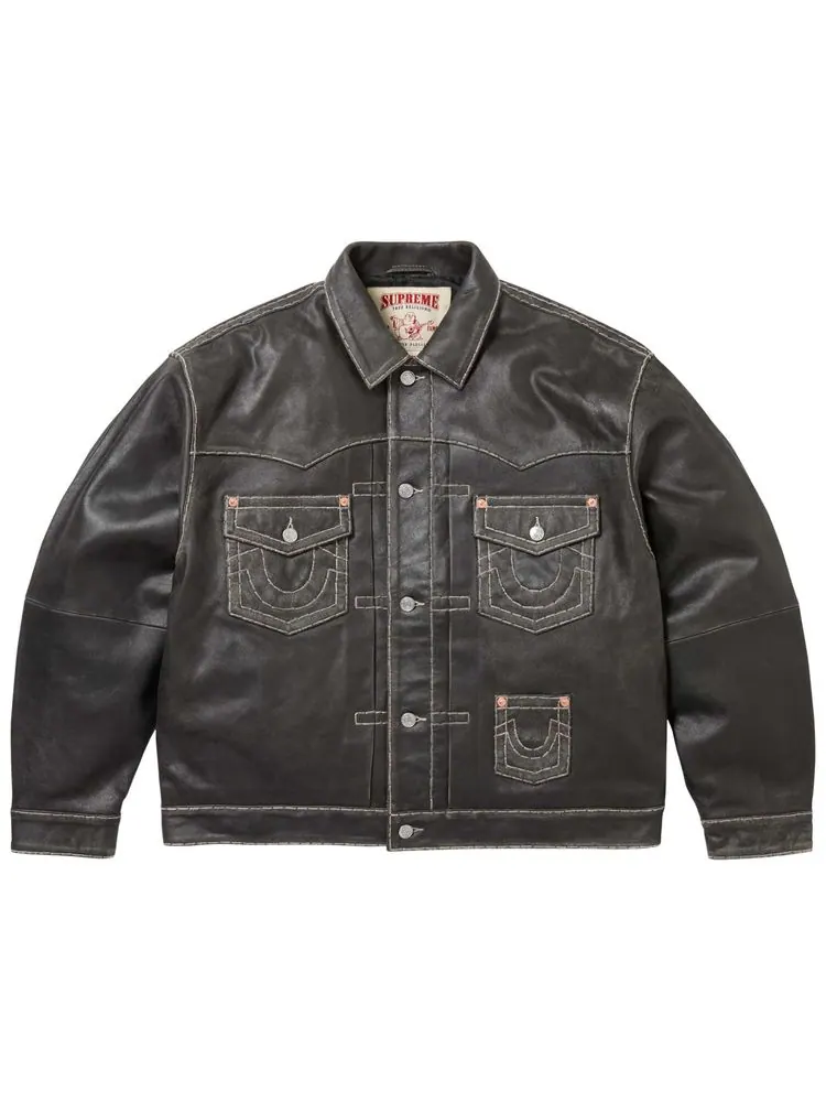 Кожаная куртка-тракер Supreme x True Religion — изображение 1 из 2, черный
