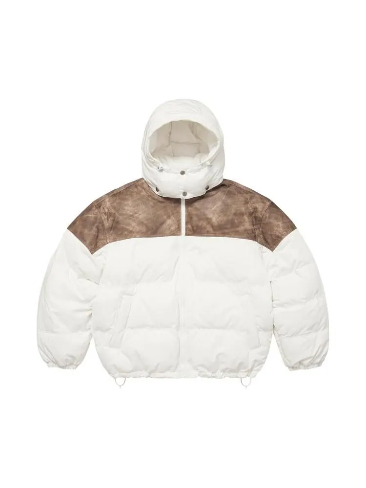 Куртка Supreme Leather Yoke Puffer Jacket — изображение 1 из 2, белый
