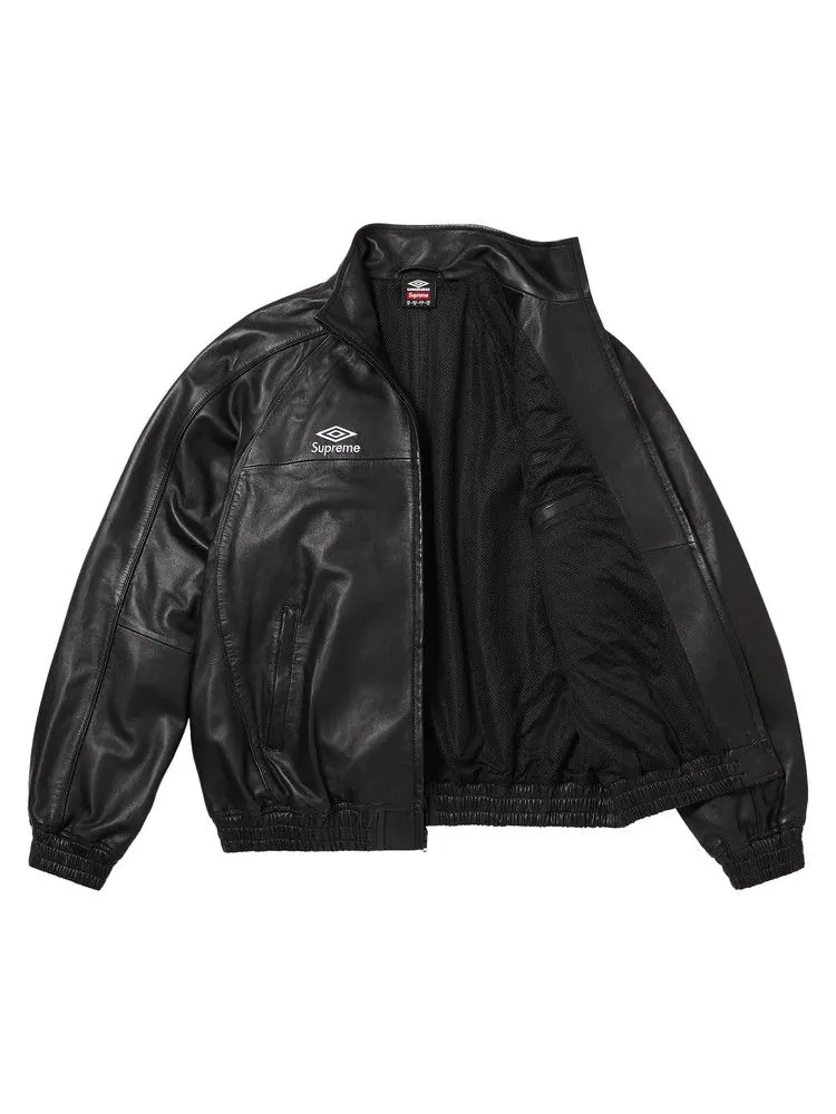 Спортивная куртка Supreme x Umbro Leather Track Jacket — изображение 2 из 3, черный