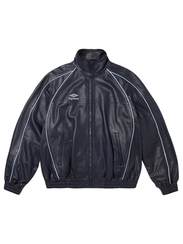 Спортивная куртка Supreme x Umbro Leather Track Jacket — изображение 1 из 3, темно-синий
