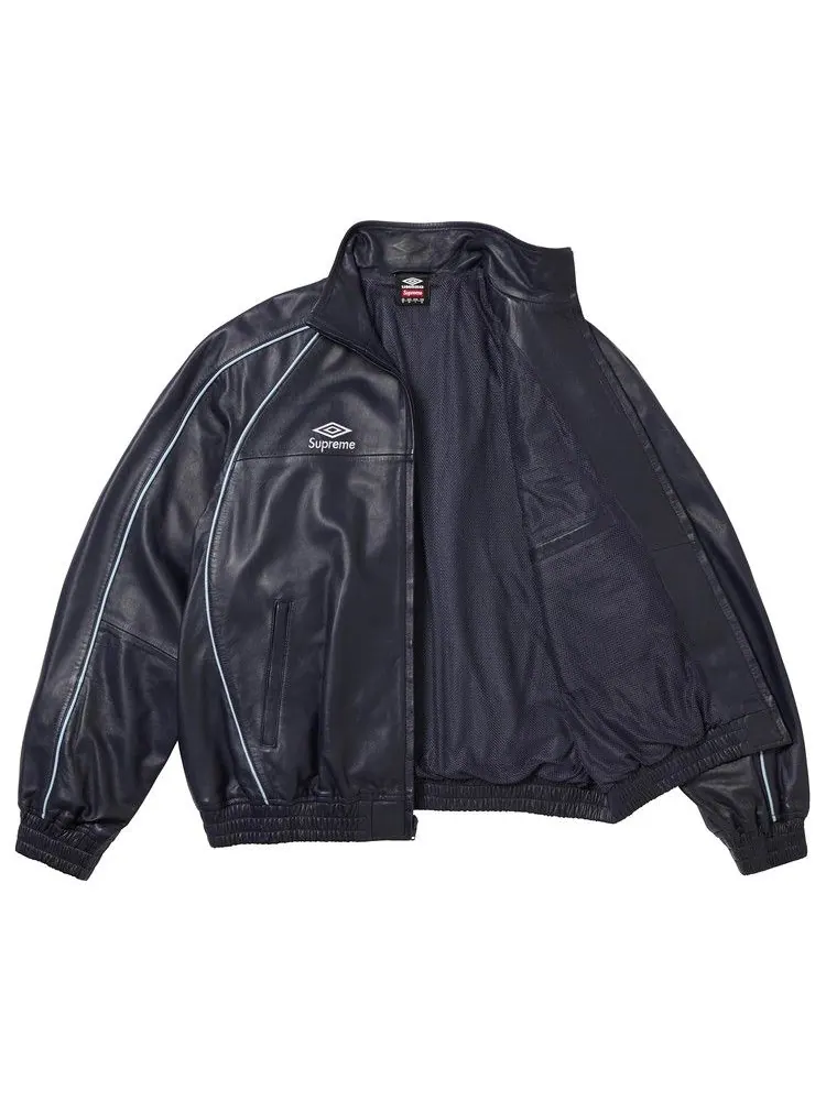 Спортивная куртка Supreme x Umbro Leather Track Jacket — изображение 2 из 3, темно-синий