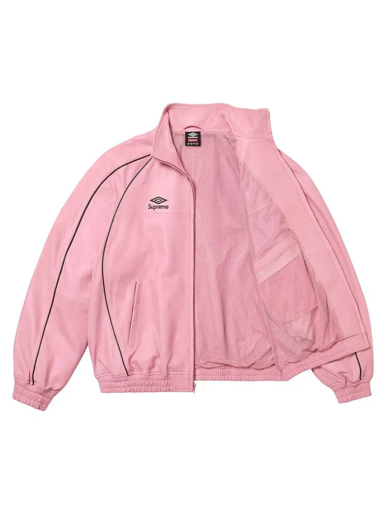Спортивная куртка Supreme x Umbro Leather Track Jacket — изображение 2 из 3, розовый